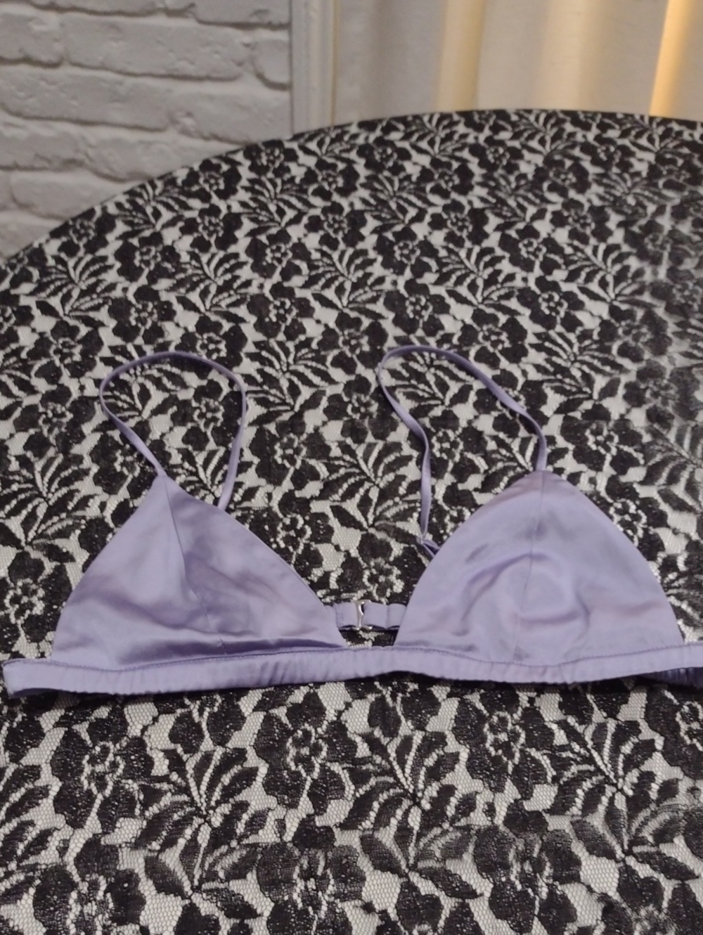 NEW Fleur Du Mal Lilac Light Purple Silk Triangle Bra Size Small
